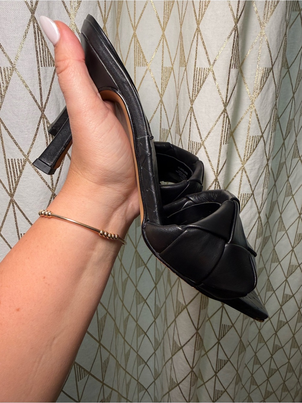 Vince Camuto Black Woven Square-Toe Heeled Mules - Picture 16 of 16
